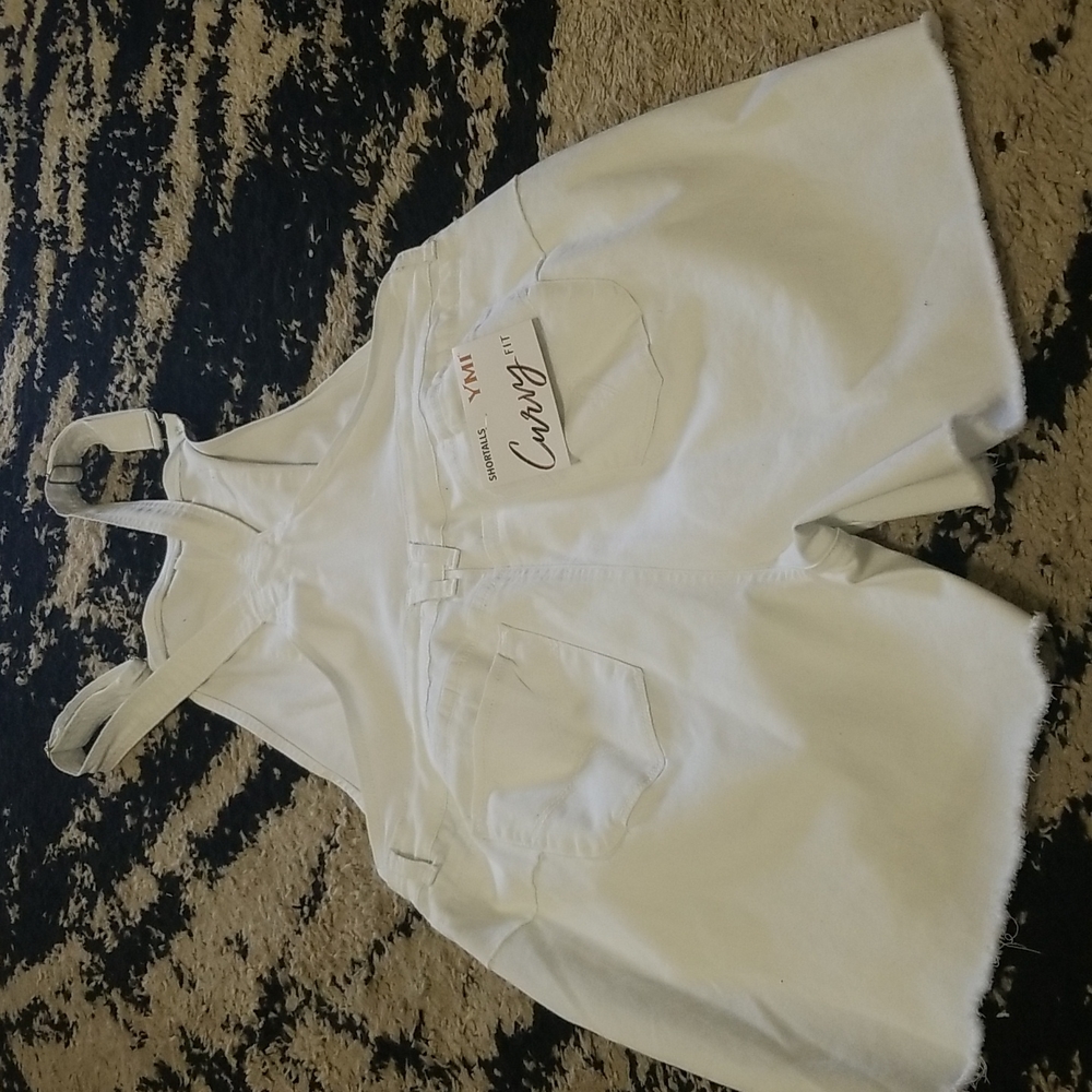 ⛱️YMI Jean's Curvt Fit White Distressed Shortalls Size 17 Jrs - Picture 5 of 12